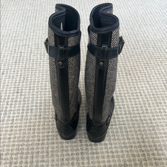 Hunter Black with Gray Herringbone Tweed Boots - Picture 3 of 5